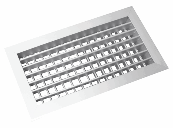 AHVN-W Farba: Biela - 600 x 100 MM (LxH) - Nástenná vetracia mriežka hliníkova s nastavitelnými lamelami