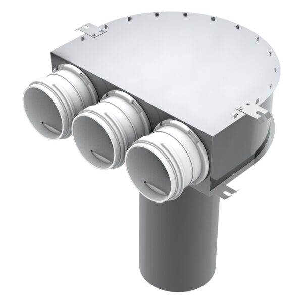 Blauberg BlauFast RPZ 125/75x3 M-Okrúhly kovový adaptér pre montáž na strop alebo na stenu.