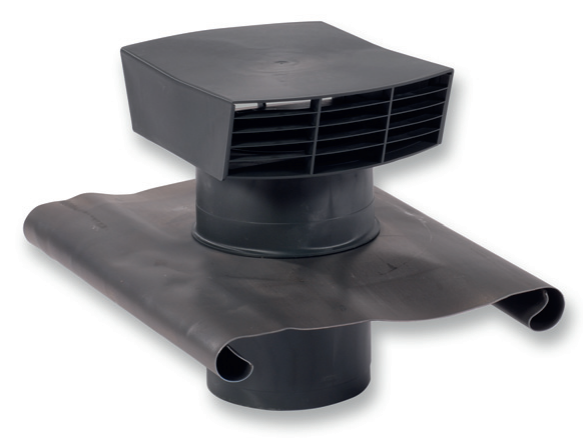 CTP - Strešný prechod plastový - 125mm - Čierna - Golier olovený