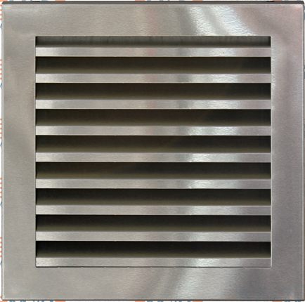 Hliníkové mriežky VZ 300x300 Natur s pevnými lamelami s rámčekom na zabudovanie