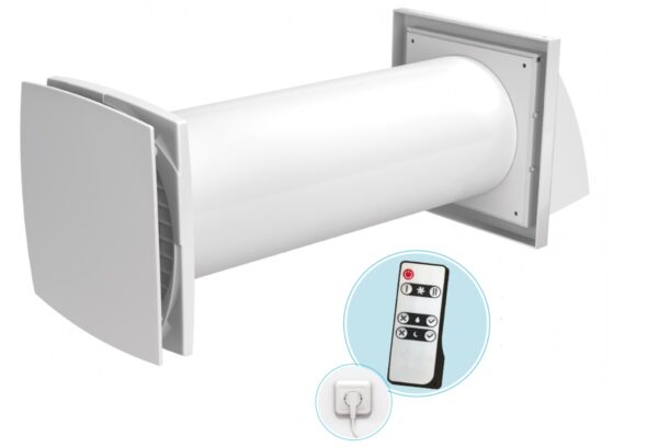 Lokálny rekuperátor VENTS Solo RA1-50-9 R V.2-∅125mm s parovým senzorom-nočným režimom a  diaľkovým ovládaním 50m3/h