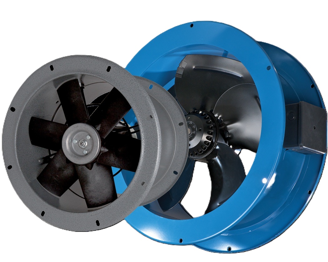 Potrubné priemyselné axiálne ventilátory s prírubou