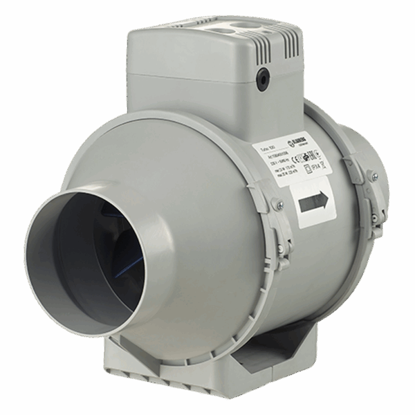 Poloradiálne potrubné ventilátory Blauberg Turbo 125 priemer 125mm-dvojrýchlostný výkon:230-345m3/h napätie 230V