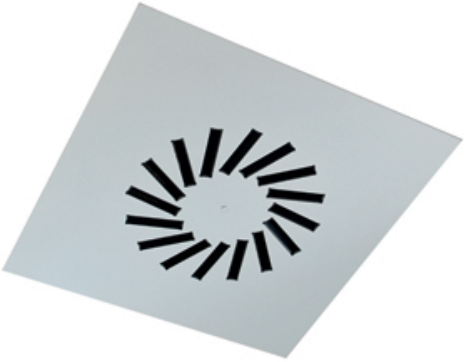 VWR-3A - 500/16 -Štvorcové vírivé stropné difúzory s na staviteľnými kovovými lamelami