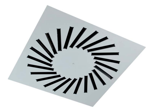 VWR-3A - 600/24 -Štvorcové vírivé stropné difúzory  s nastaviteľnými kovovými lamelami