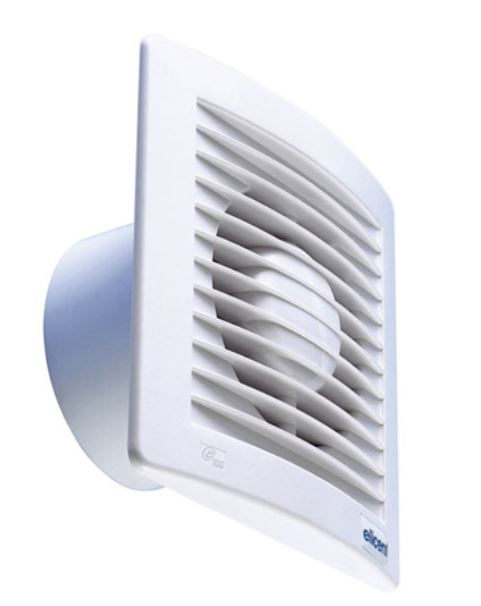 Ventilátory do kúpeľne a WC-120HT E-STYLE- 165m3 / hp = 35Pa-parový senzor+časový dobeh+spätná klapka-vhodná aj do stropu