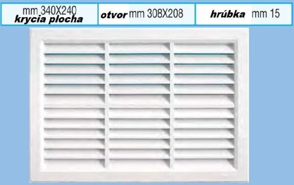 Vetracia mriežka 300x200mm bez sieťky