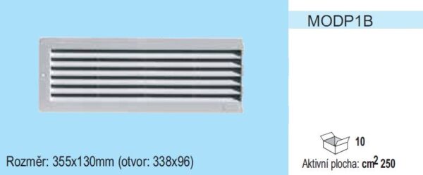 Vetracia mriežka so sieťkou MODP1 Ľavá strana 355x130 pre otvor 338x96mm