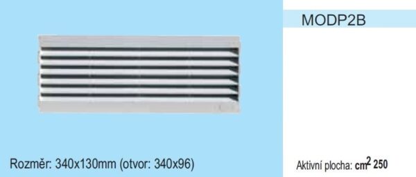 Vetracia mriežka so sieťkou MODP2 stredná časť 340x130 pre otvor 340x96mm