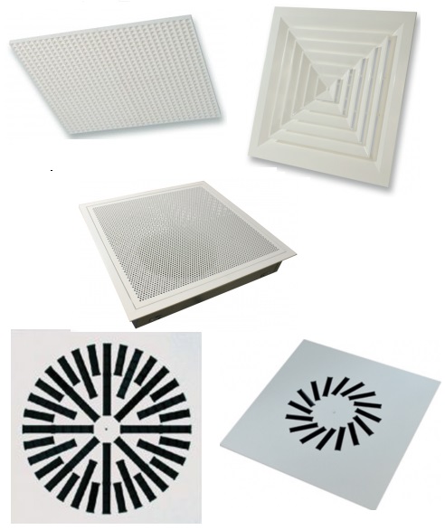 Mriežky do podhľadu hranaté plastové, kovové a hliníkové